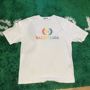 Balenciaga rainbow logo crest t shirt - L *brand new*
